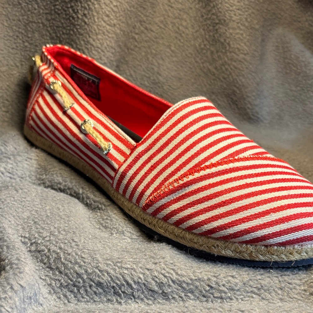Nautica Women's Red and White Striped Moccasins - Picture 5 of 8